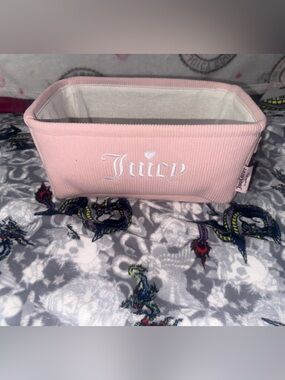 Juicy Couture Blush Pink Corduroy Storage Bin Basket